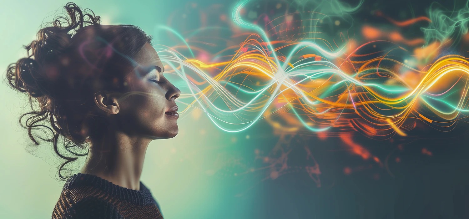 Femme en état de bien-être grâce aux champignons